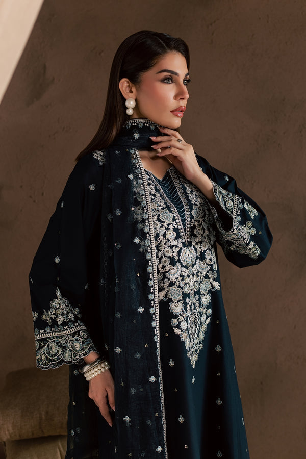 Blue Sabiha 3Pc Embroidered Cambric Ready to Wear Dress