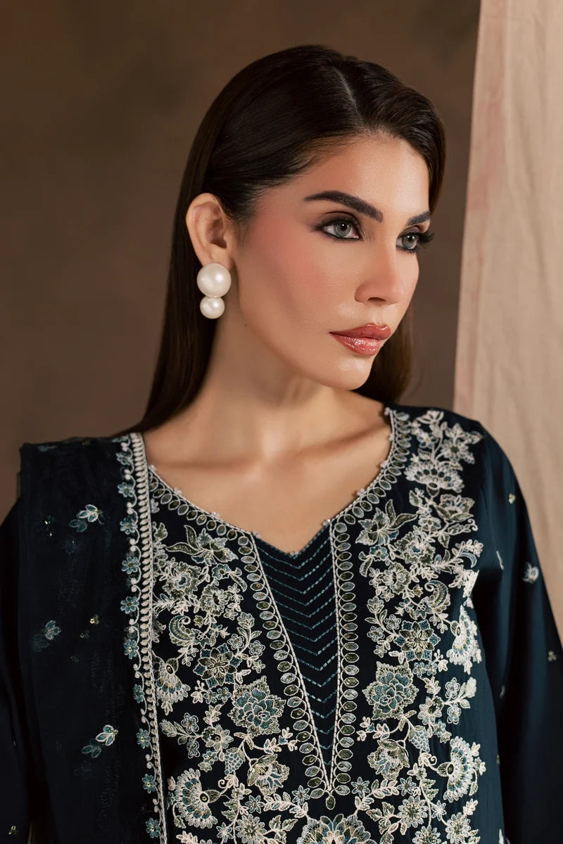Blue Sabiha 3Pc Embroidered Cambric Ready to Wear Dress