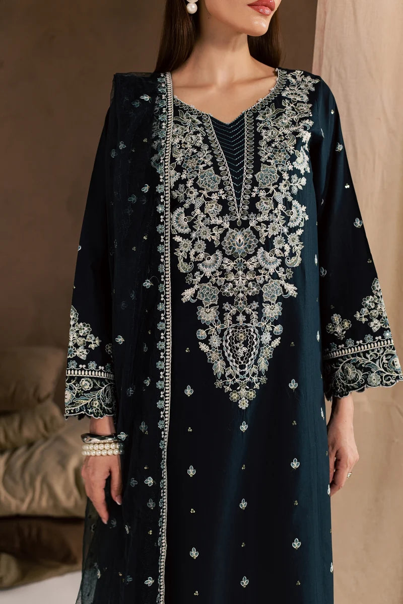 Blue Sabiha 3Pc Embroidered Cambric Ready to Wear Dress