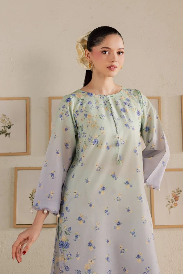 Dorami 2Pc Mint & Lavender Printed Lawn Ready to Wear Dress