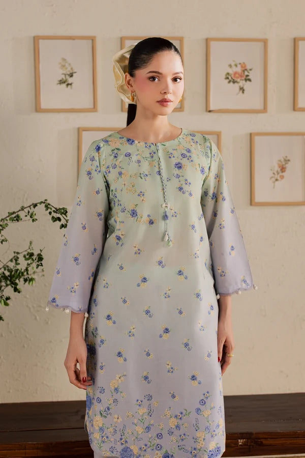 Dorami 2Pc Mint & Lavender Printed Lawn Ready to Wear Dress