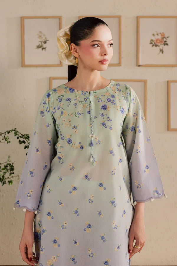 Dorami 2Pc Mint & Lavender Printed Lawn Ready to Wear Dress