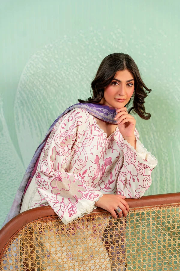 Pearl Whisper MSS6000 Cream 3 Piece Embroidered Lawn Pret