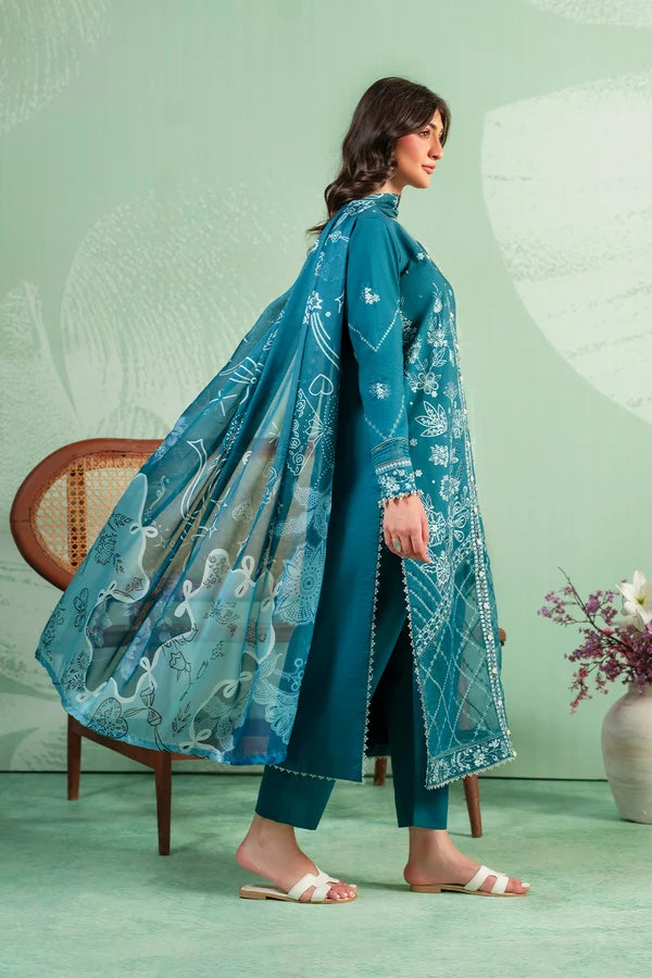 Lavender Luxe MSS6006 Teal 3 Piece Embroidered Lawn Pret