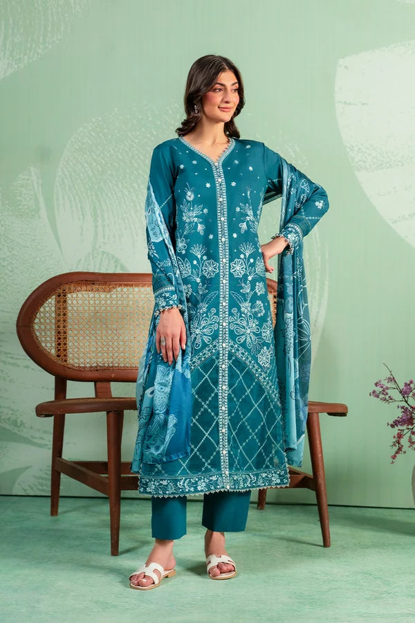 Lavender Luxe MSS6006 Teal 3 Piece Embroidered Lawn Pret